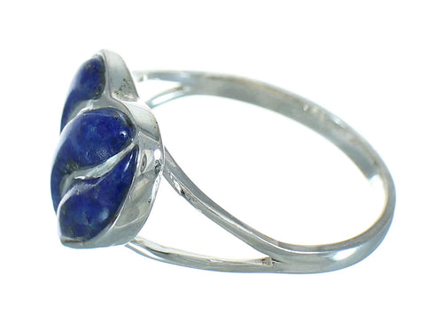 Lapis And Sterling Silver Southwest Heart Ring Size 6-1/4 RX82214